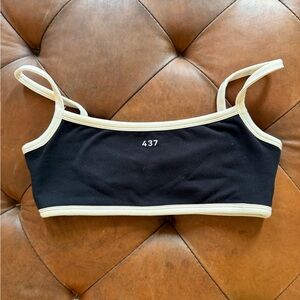 437 Contrast-Trim Black Bralette with Cream Binding